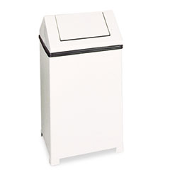 RCP T1940ERBWH Fire-Safe Swing Top Receptacle, Square, Steel, 40 Gal, White