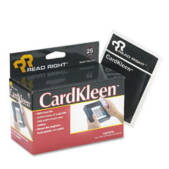 Read Right RR1222 Cardkleen Presaturated Magnetic Head Cleaning Cards, 25/Box