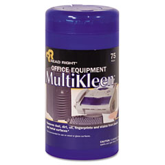 Read Right RR1407 Office Equipment Multikleen Wet Wipes, Cloth, 3 1/4 X 3 1/4, 75/Tub