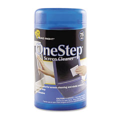 Read Right RR1409 Onestep Crt Screen Cleaner Wet Wipes, Cloth, 5-1/4 X 5-3/4, 75/Tub