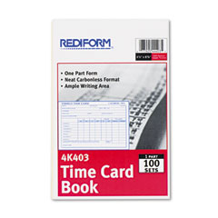 Rediform 4K403 Employee Time Card, Weekly, 4-1/4 X 6, 100/Pad