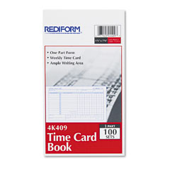 Rediform 4K409 Employee Time Card, Weekly, 4-1/4 X 7, 100/Pad