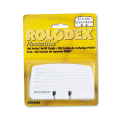 Rolodex 67553 Petite Refill Cards, 2 1/4 X 4, 100 Cards/Set