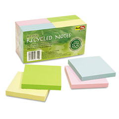 Redi-Tag 26704 100% Recycled Notes, 3 X 3, Four Colors, 12 100-Sheet Pads/Pack