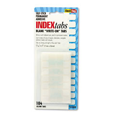 Redi-Tag 31000 Side-Mount Self-Stick Plastic Index Tabs, One Inc, White, 104/Pack