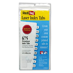 Redi-Tag 39000 Laser Printable Index Tabs, 7/16 X 1, White, 675/Pack