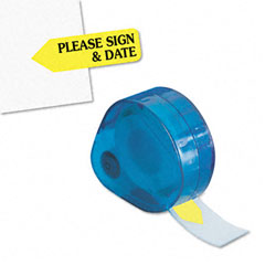 Redi-Tag 91032 Message Arrow Flag Refills, "Please Sign & Date", Yellow, 6 Rolls Of 120 Flags