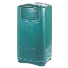 RCP 9P9000BG Plaza Indoor/Outdoor Waste Container, Rectangular, Plastic, 35 Gal, Beige