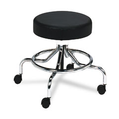 Safco 3432BL Screw Lift Stool W/Low Base, 17-25" Height-Adjustable, Chrome/Black