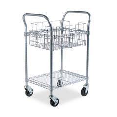 Safco 5235GR Wire Mail Cart, 600Lbs, 18-3/4W X 26-3/4D X 38-1/2H, Metallic Gray