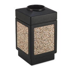 Safco 9471NC Canmeleon Top-Open Receptacle, Square, Aggregate/Polyetylene, 38 Gal, Black