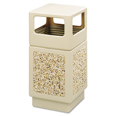 Safco 9472TN Canmeleon Side-Open Receptacle, Square, Aggregate/Polyethylene, 38 Gal, Tan
