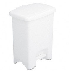 Safco 9710WH Step-On Receptacle, Rectangular, Plastic, 4 Gal, White