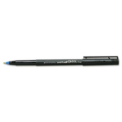 Uni-ball - onyx roller ball stick dye-based pen, blue ink, fine, dozen, sold as 1 dz
