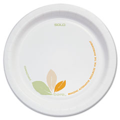 Solo cup company - bare paper dinnerware, 6-inch plate, green/tan, 500/carton, sold as 1 ct