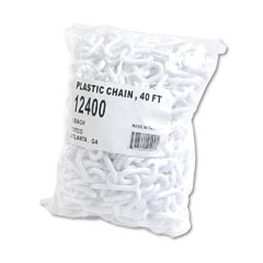 Tatco 12400 Crowd Control Stanchion Chain, Plastic, 40 Ft, White