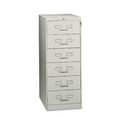 Tennsco CF-669LGY 6-Drawer Multimedia Cabinet For 6 X 9 Cards, 21-1/4W X 52H, Light Gray
