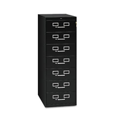 Tennsco CF-758BK 7-Drawer Multimedia Cabinet For 5 X 8 Cards, 19-1/8W X 52H, Black