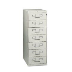 Tennsco CF-758LGY 7-Drawer Multimedia Cabinet For 5 X 8 Cards, 19-1/8W X 52H, Light Gray