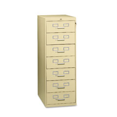 Tennsco CF-758PY 7-Drawer Multimedia Cabinet For 5 X 8 Cards, 19-1/8W X 52H, Putty