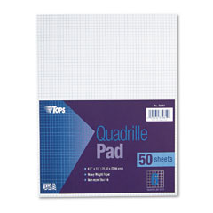 Tops 33061 Quadrille Pads, 6 Squares/Inch, 8-1/2 X 11, White, 50 Sheets/Pad
