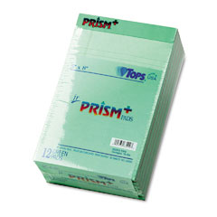Tops 63090 Prism Plus Colored Jr. Legal Pads, 5 X 8, Green, 50-Sheet Pads, 12/Pack