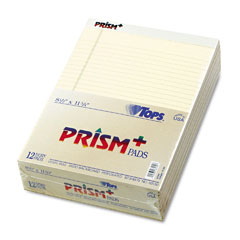Tops 63130 Prism Plus Colored Writing Pads, Lgl Rule, Ltr, Ivory, 50-Sheet Pads, 12/Pack