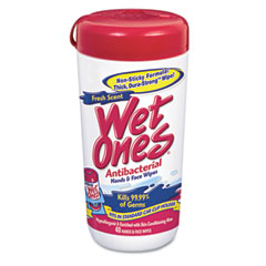 Wet Ones 04703CT Antibacterial Moist Towelettes, Cloth, 5-3/4 X 7-1/2, 40/Dispenser, 12/Carton