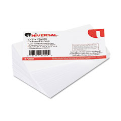 Universal 47200 Unruled Index Cards, 3 X 5, White, 100/Pack