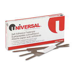 Universal 81003 Self-Adhesive Paper And File Fasteners, One Inch Capacity, 100/Box