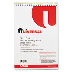 Universal 86920 Steno Book, Gregg Rule, 6 X 9, Green, 80 Sheets/Pad