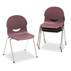 Virco 26451750 Iq Series Stack Chair, 17-1/2" Seat Height, Wine/Chrome, 4/Carton