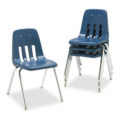 Virco 901851 9000 Series Classroom Chair, 18" Seat Height, Navy/Chrome, 4/Carton
