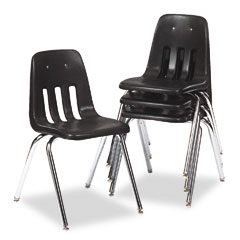 Virco 90879C59 9000 Series Classroom Chair, Black/Chrome Frame, 4/Carton