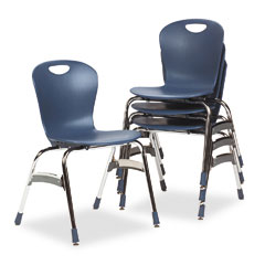 Virco ZU41851 Ergonomic Stack Chair, 18" High Zuma Bucket Seat, Navy, 4/Carton