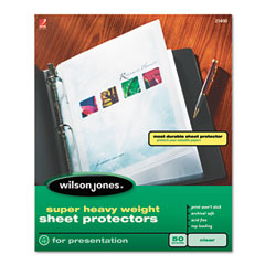 Wilson Jones 21401 Super Heavy Weight Sheet Protector, Non-Glare Finish, Clear, 50/Box