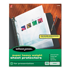 Wilson Jones 21403 Super Heavy Weight Sheet Protector, Non-Glare Finish, Clear, 25/Box