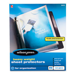Wilson Jones 21412 Heavy Weight Sheet Protector, Non-Glare Finish, Clear, 50/Box