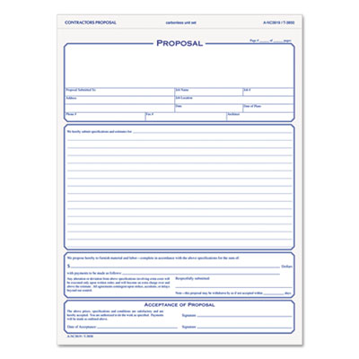 Real Estate Contract on Proposal Form  8 1 2 X 11  Three Part Carbonless  50 Forms By Tops