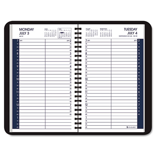 At-a-glance - recycled daily appointment book, black, 4 7/8-inch x 8-inch, ...