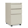 Three-Drawer Metal Pedestal File With Full-Length Pull, 14-7/8w x 19-1/8d, Putty