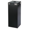 Public Square Recycling Container, Square, Steel, 37gal, Black