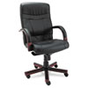 Alera(R) Madaris Series High-Back Knee Tilt Leather Chair with Wood Trim