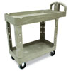 Heavy Duty 2-Shelf Utility/Service Cart, Small, Lipped Shelves, Ergonomic Handle, 500 lbs. Capacity, Beige