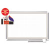 All Purpose Porcelain Dry Erase Planning Board, 1x2 Grid, 48x36, Aluminum Frame