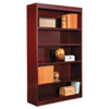 Square Corner Wood Veneer Bookcase, Five-Shelf, 35.63"w x 11.81"d x 60"h, Mahogany