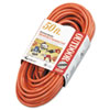 Vinyl Outdoor Extension Cord, 50ft, Three-Outlets, Orange