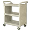 Utility Cart, 300-lb Cap, Three-Shelf, 32w x 18d x 37-1/2h, Platinum