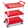 Service Cart, 200-lb Cap, Three-Shelf, 18-5/8w x 33-5/8d x 37-3/4h, Red