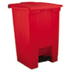 Indoor Utility Step-On Waste Container, Square, Plastic, 12gal, Red